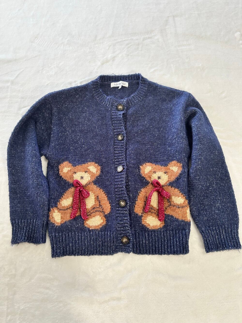 Sofie the Label Women's Teddy Bear Navy Cardigan Sweater (Small) Teddy Coquette